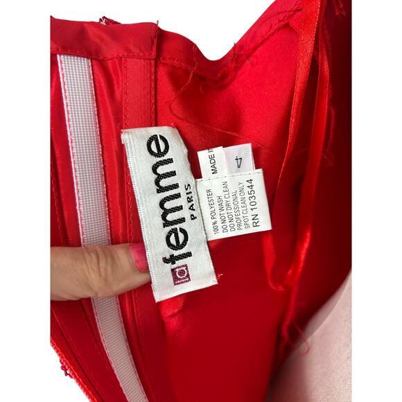 La Femme Paris Vintage Corset Top Red Sz 4 Vampire Goth Masquerade - Picture 7 of 8